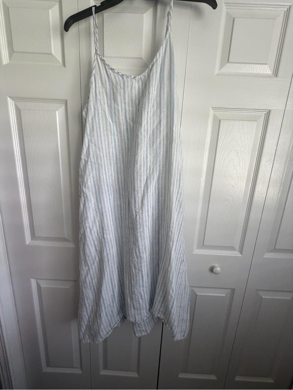 Cp shades Light Blue & White Striped Linen Dress - Women's Summer Dress